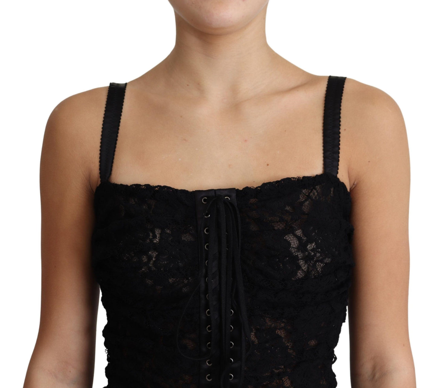 Elegante minivestido bustier de encaje negro