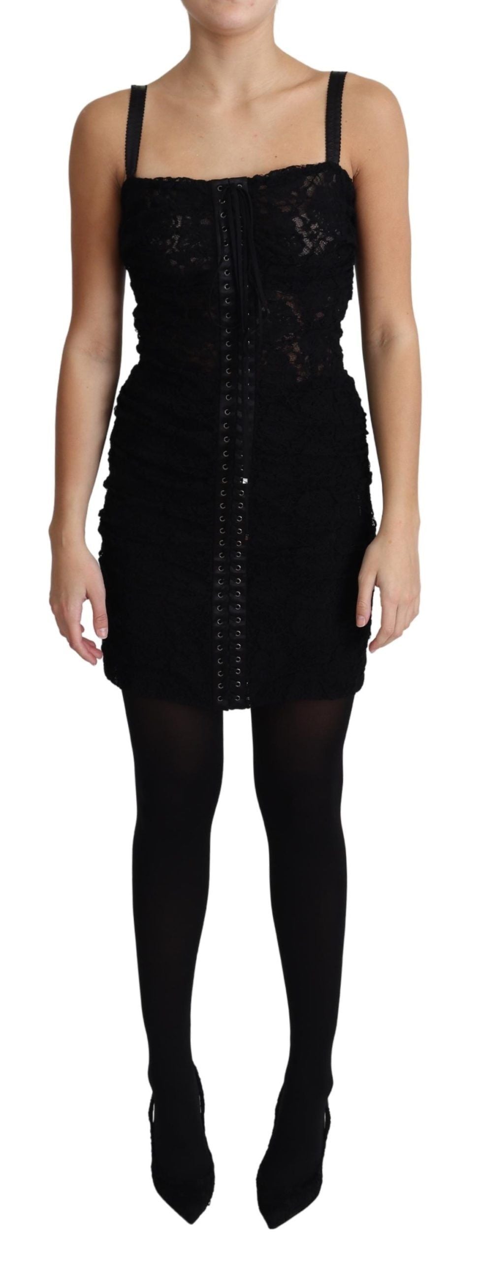 Elegante minivestido bustier de encaje negro