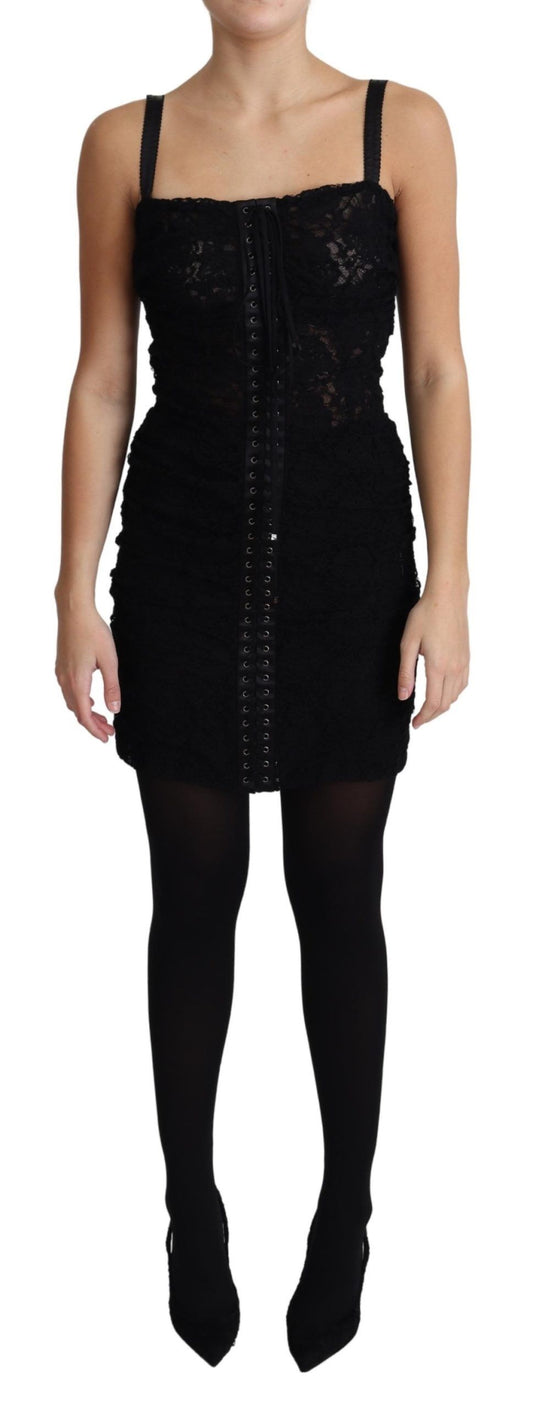 Elegante minivestido bustier de encaje negro