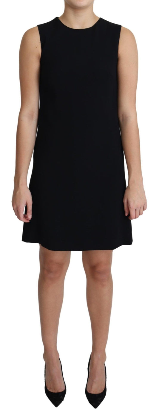Elegante minivestido negro sin mangas de corte A