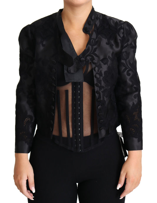 Chaqueta con follaje de mezcla de seda bordada