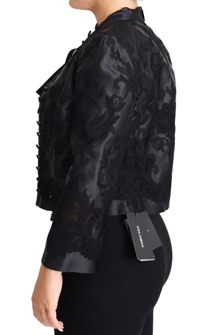 Chaqueta con follaje de mezcla de seda bordada