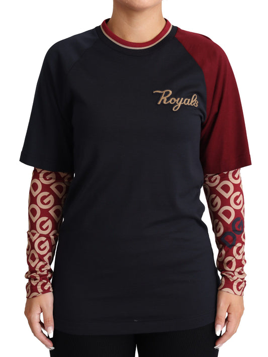 Suéter de cuello redondo de algodón Royals multicolor
