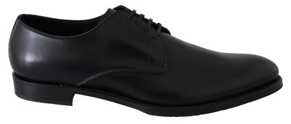 Elegantes zapatos de vestir Derby de cuero negro