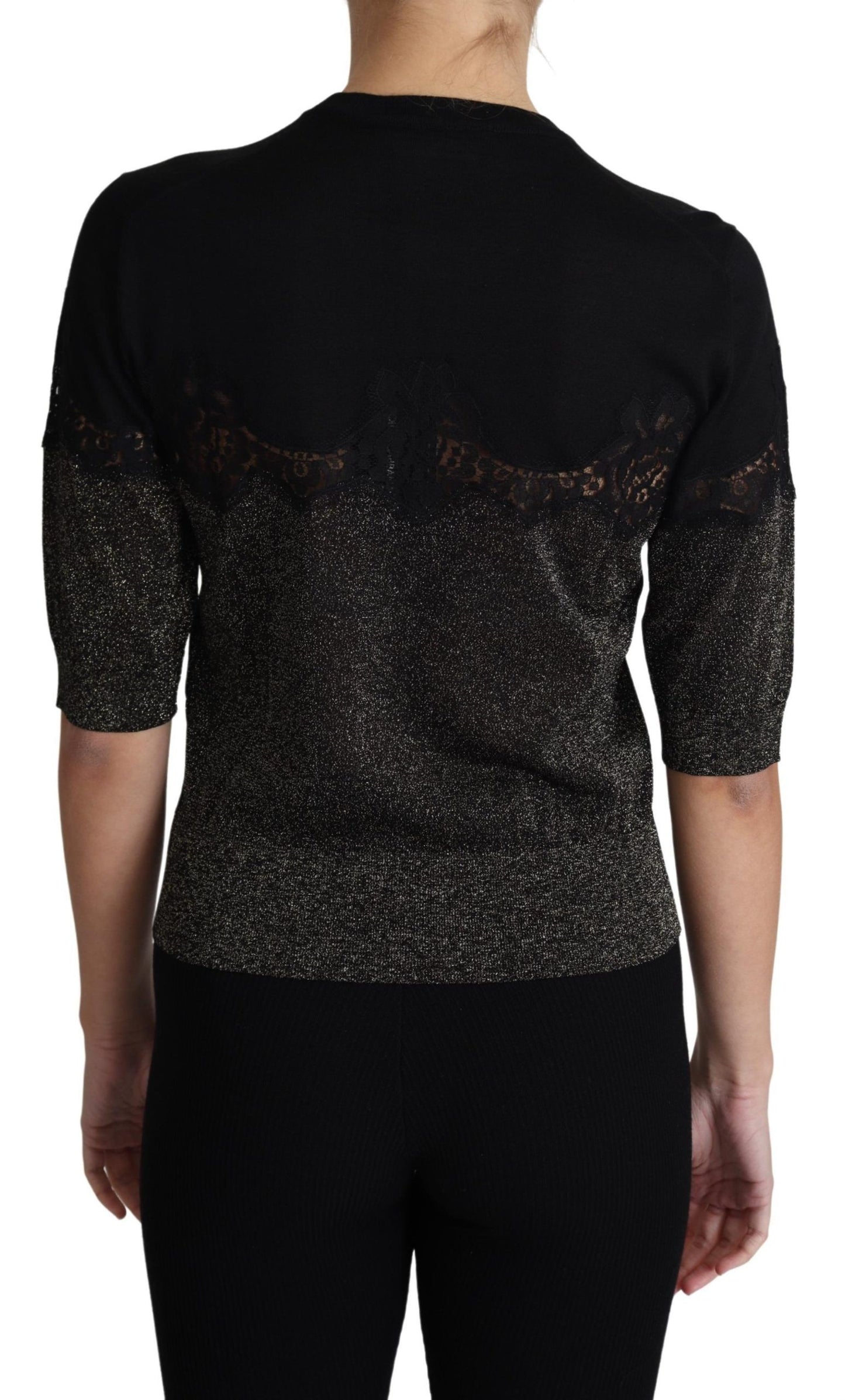 Elegante blusa de jersey con encaje de lúrex