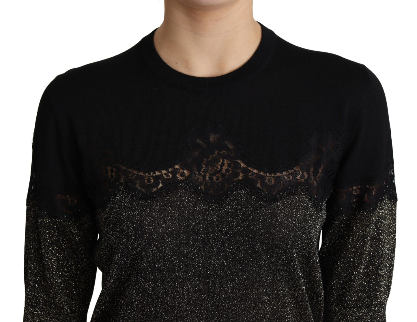 Elegante blusa de jersey con encaje de lúrex