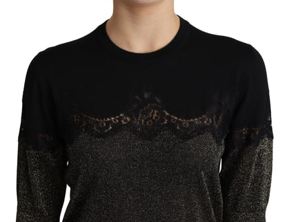 Elegante blusa de jersey con encaje de lúrex