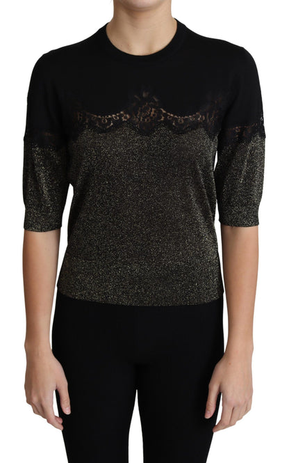 Elegante blusa de jersey con encaje de lúrex