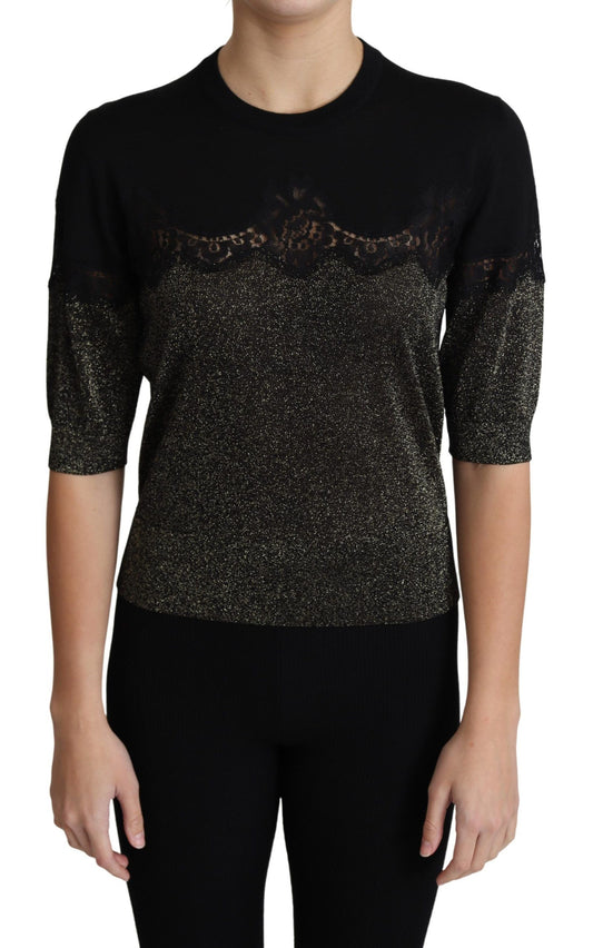 Elegante blusa de jersey con encaje de lúrex