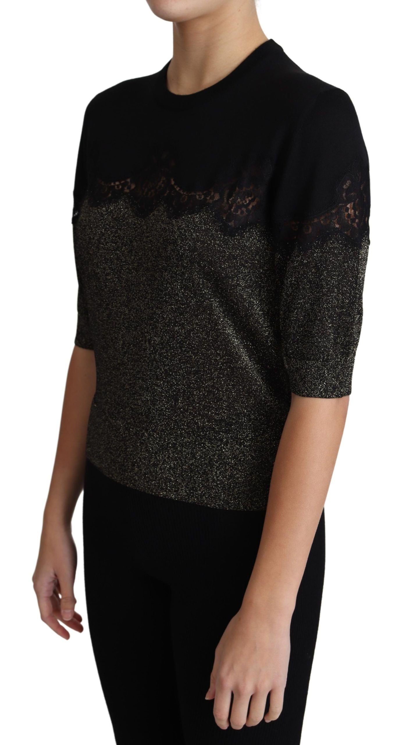 Elegante blusa de jersey con encaje de lúrex