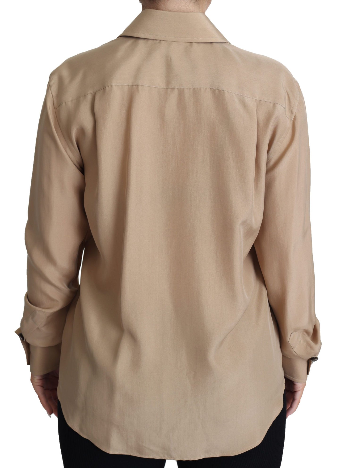 Camisa elegante de seda beige
