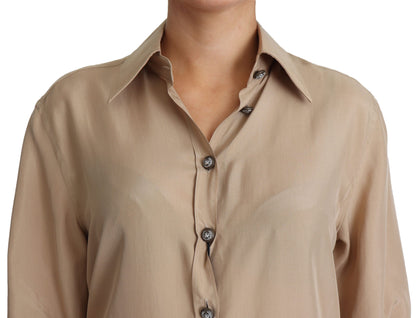 Camisa elegante de seda beige