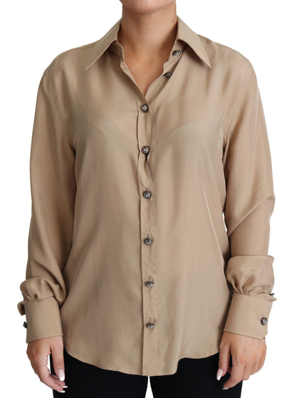 Camisa elegante de seda beige