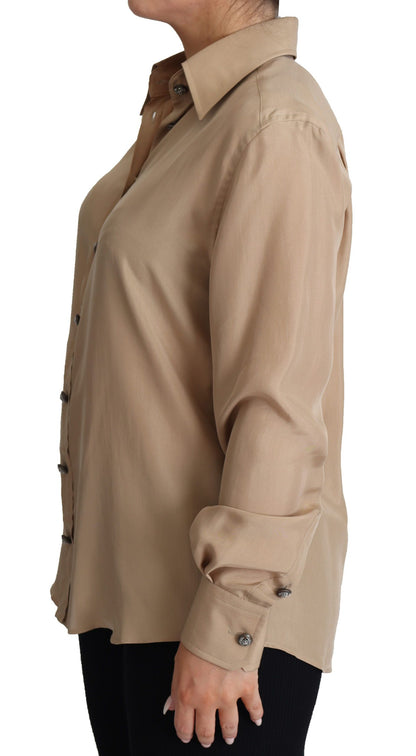Camisa elegante de seda beige