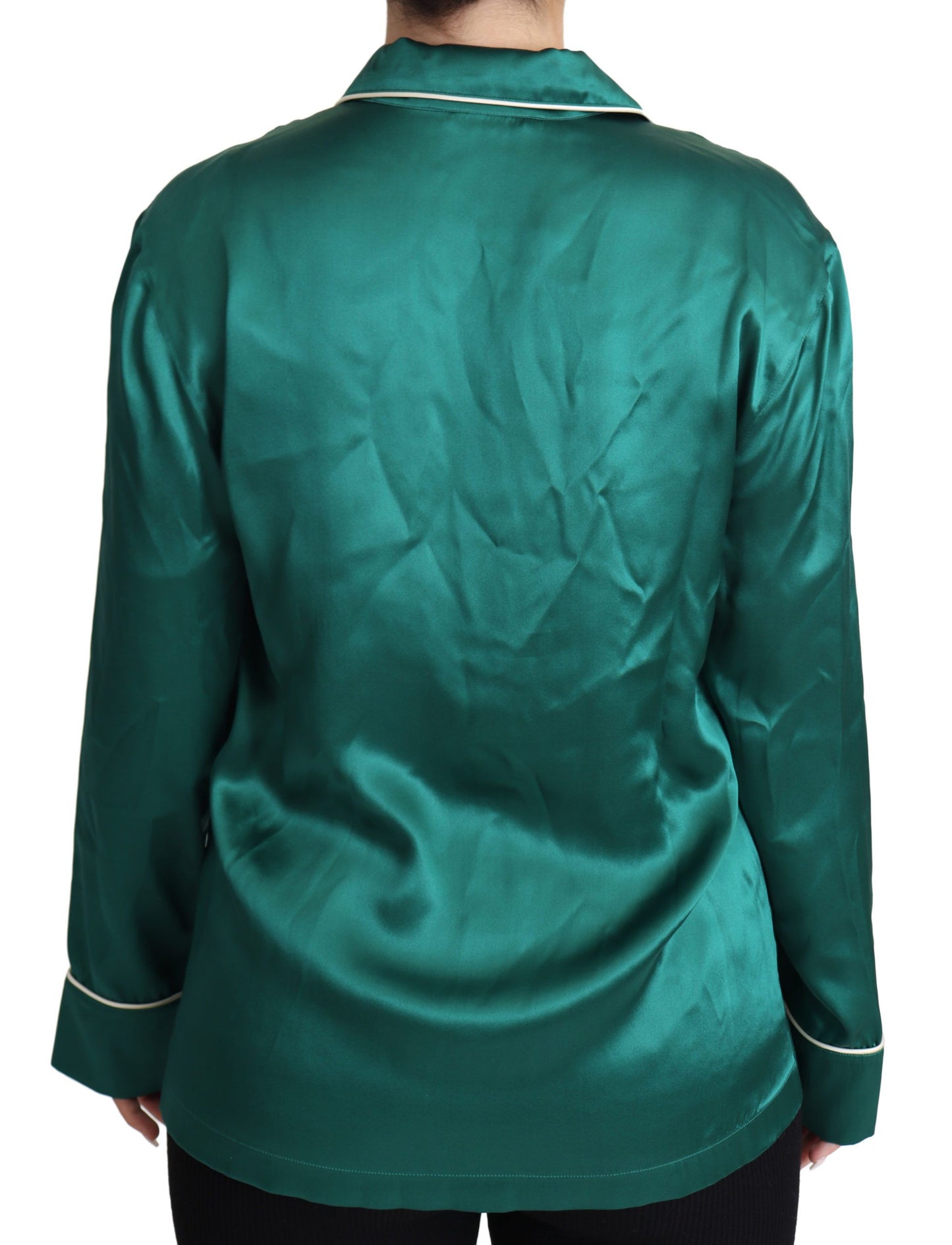 Camisa de pijama de seda elegante para estar en casa