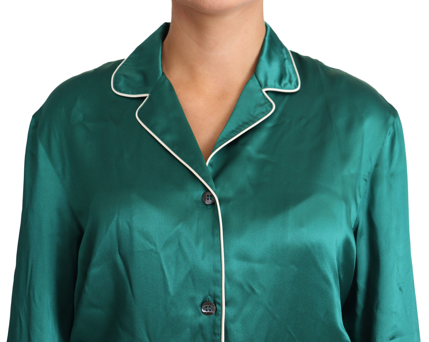 Camisa de pijama de seda elegante para estar en casa