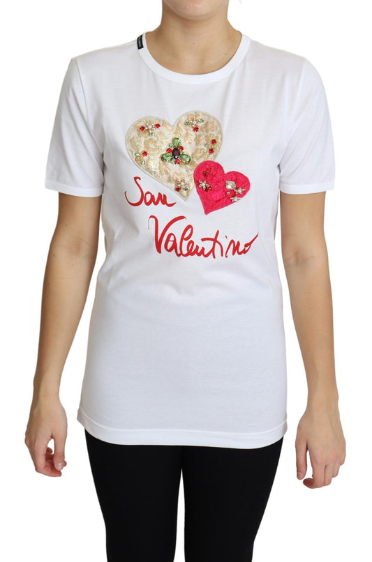 Camiseta de algodón blanca con cristales