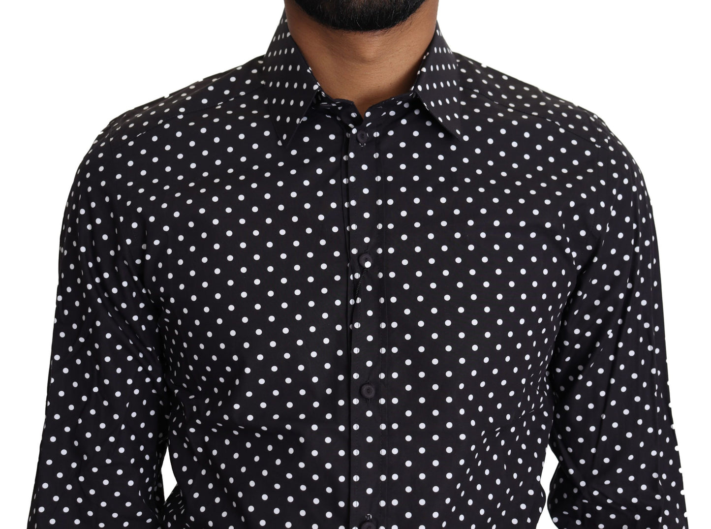 Camisa elegante de manga larga con lunares para hombre