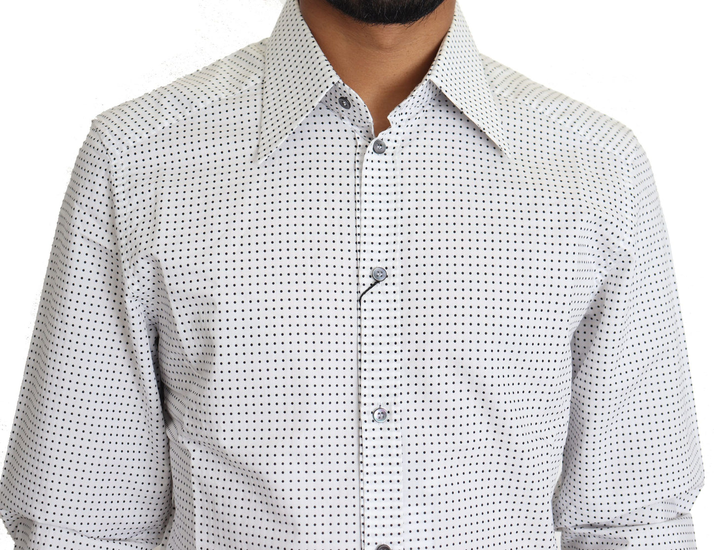 Camisa elegante de corte entallado con lunares