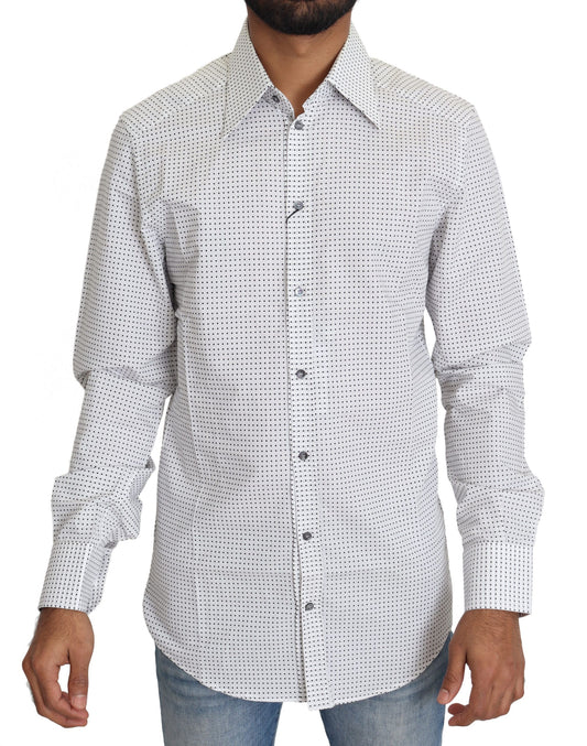 Camisa elegante de corte entallado con lunares