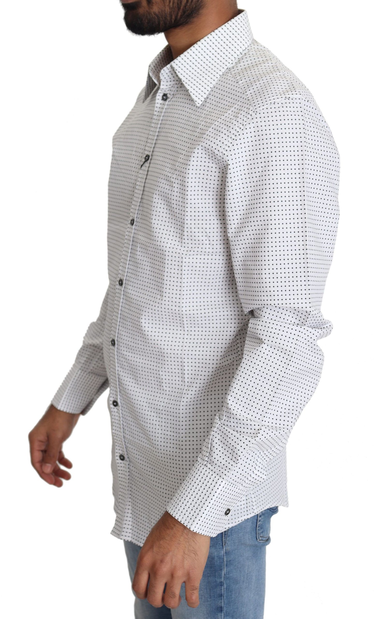 Camisa elegante de corte entallado con lunares