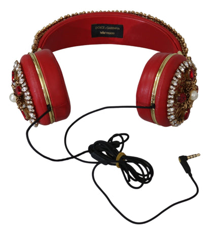 Exquisitos auriculares de cuero con cristales rojos