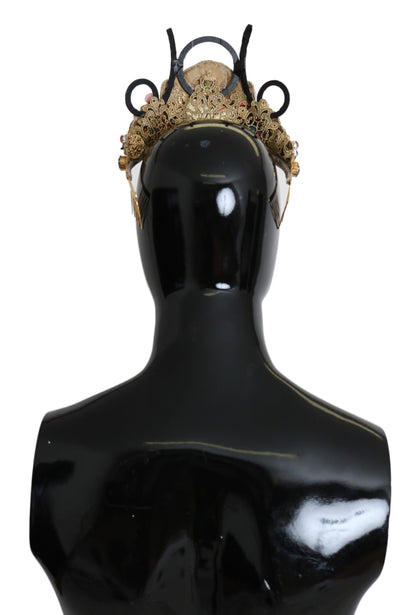 Impresionante tiara con diadema de cristal - Multicolor dorado