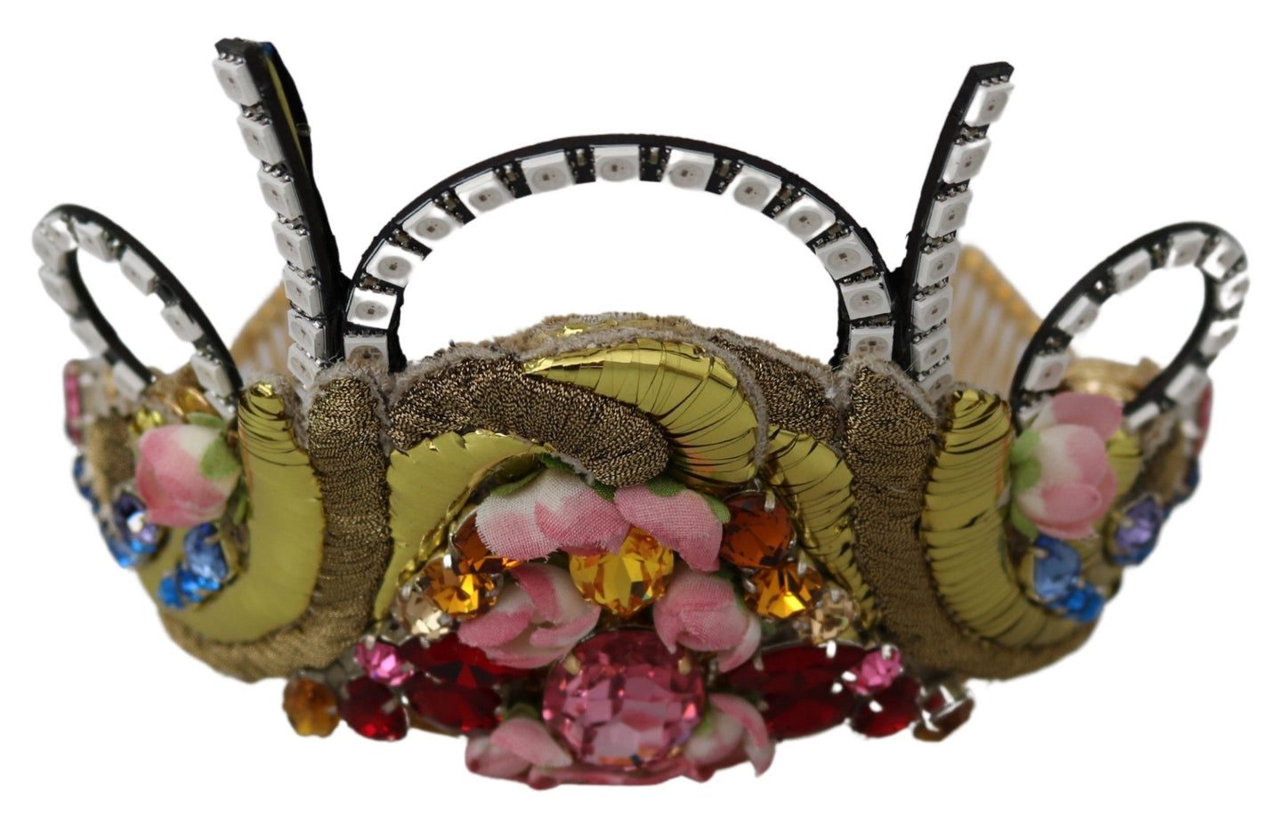 Impresionante tiara con diadema de cristal - Multicolor dorado