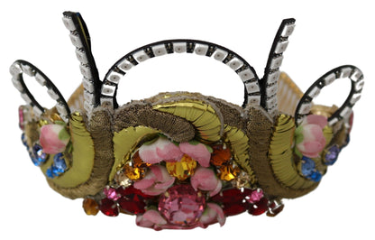 Impresionante tiara con diadema de cristal - Multicolor dorado
