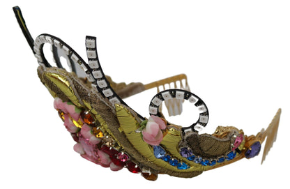 Impresionante tiara con diadema de cristal - Multicolor dorado