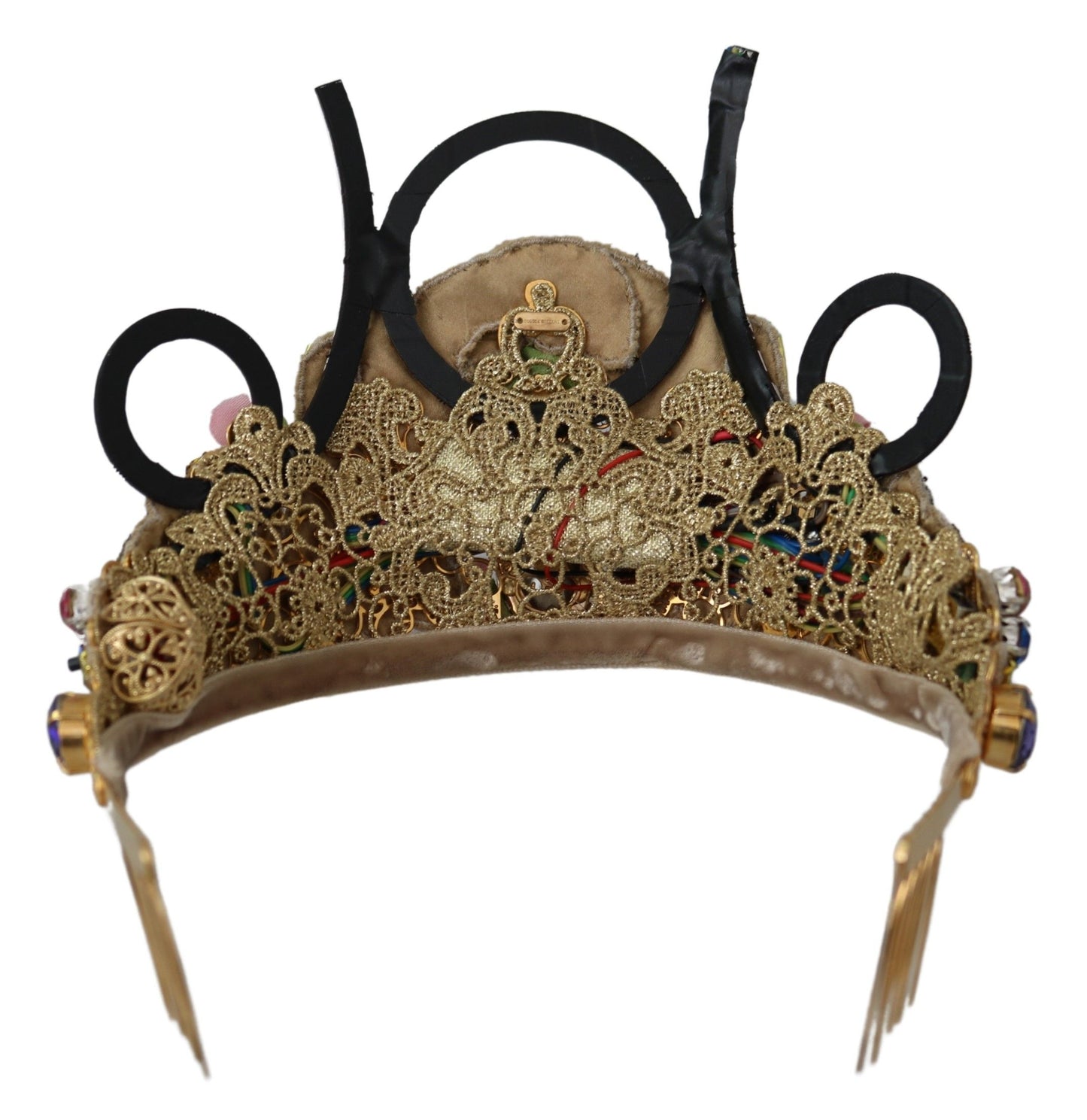Impresionante tiara con diadema de cristal - Multicolor dorado