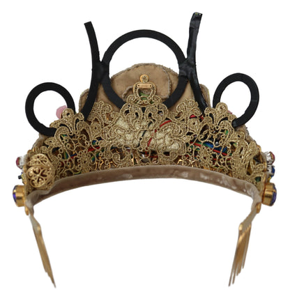 Impresionante tiara con diadema de cristal - Multicolor dorado