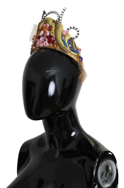 Impresionante tiara con diadema de cristal - Multicolor dorado