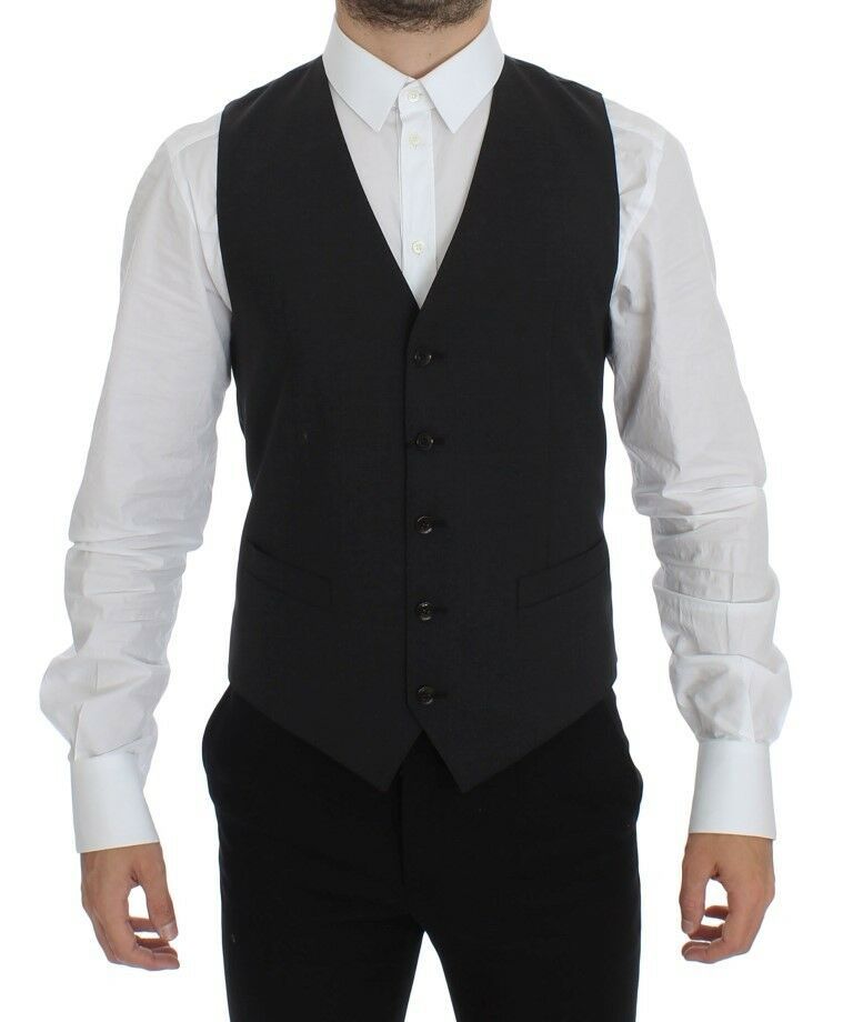 Elegante chaleco de vestir de mezcla de lana gris