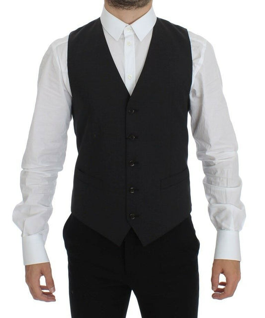 Elegante chaleco de vestir de mezcla de lana gris