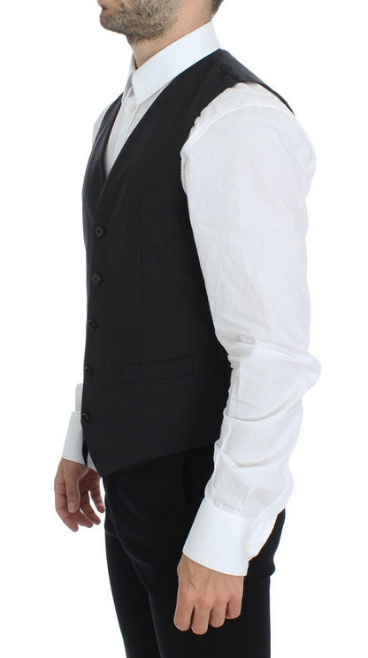 Elegante chaleco de vestir de mezcla de lana gris