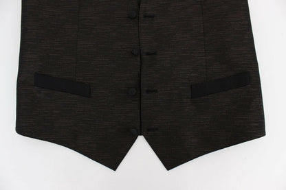 Elegante chaleco de vestir de mezcla de lana marrón y negra