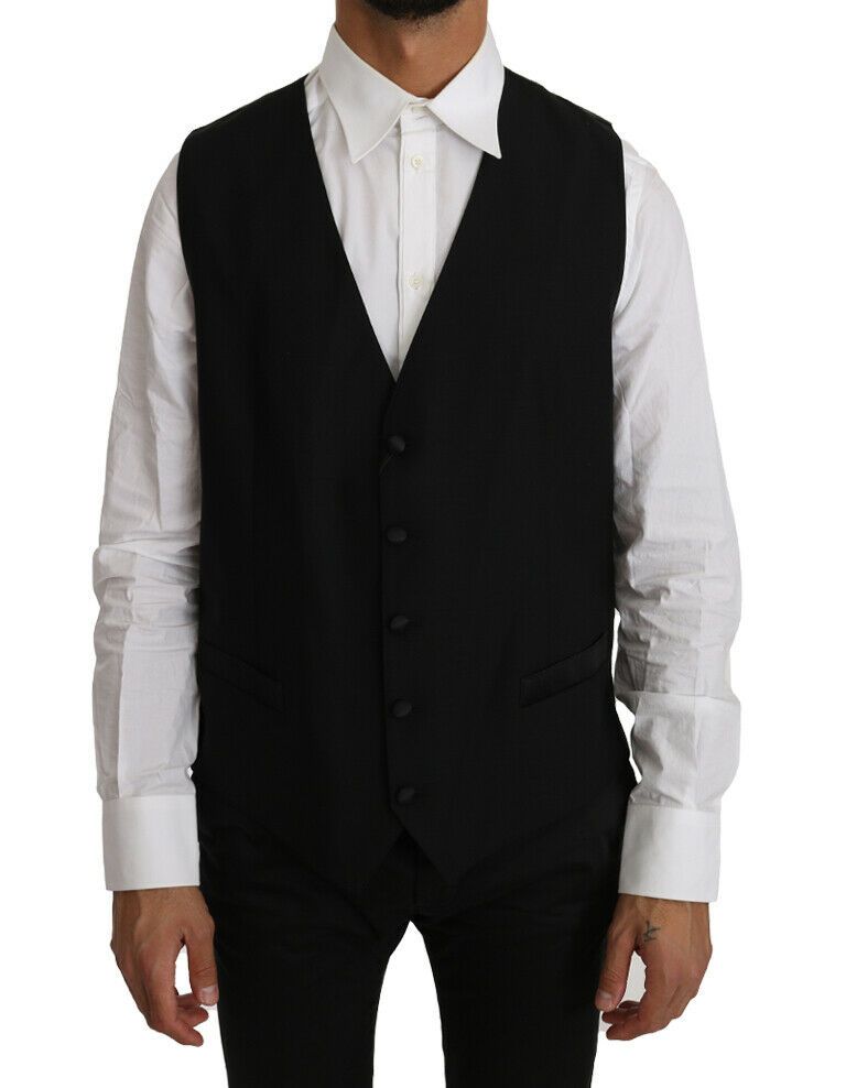 Chaleco formal elegante de mezcla de lana negra