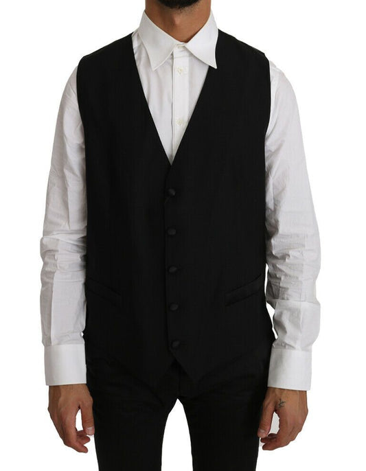 Chaleco formal elegante de mezcla de lana negra