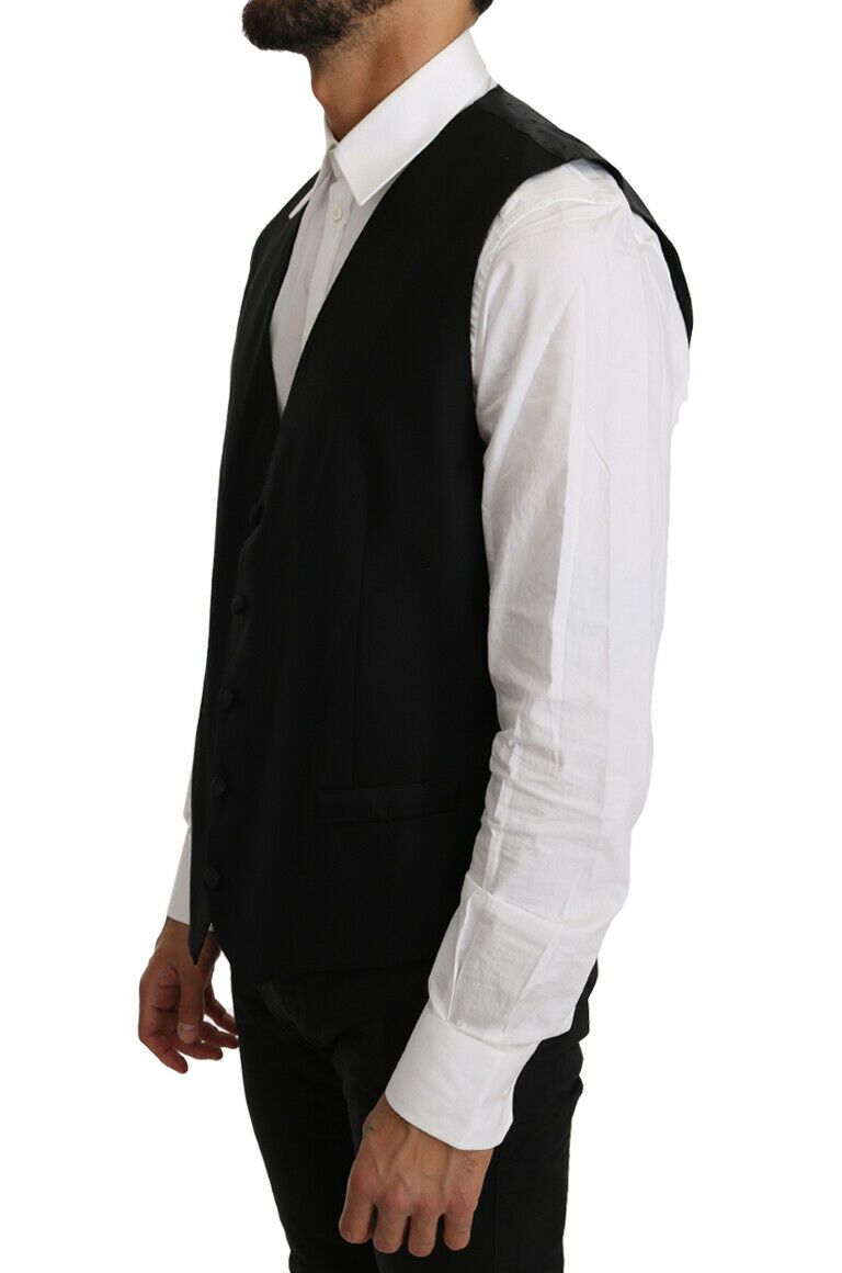 Chaleco formal elegante de mezcla de lana negra