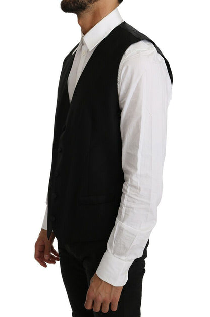 Chaleco formal elegante de mezcla de lana negra
