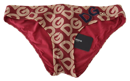 Braguita de bikini con estampado de logotipo en beige y granate elegante