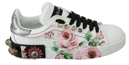 Zapatillas de piel con adornos florales de cristal