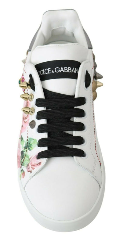Zapatillas de piel con adornos florales de cristal
