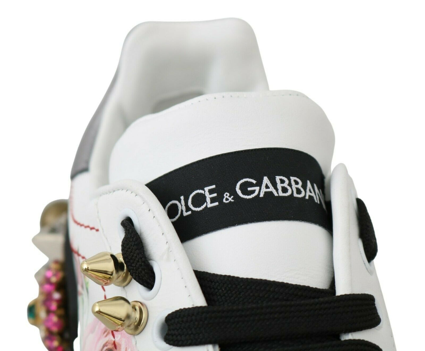 Zapatillas de piel con adornos florales de cristal
