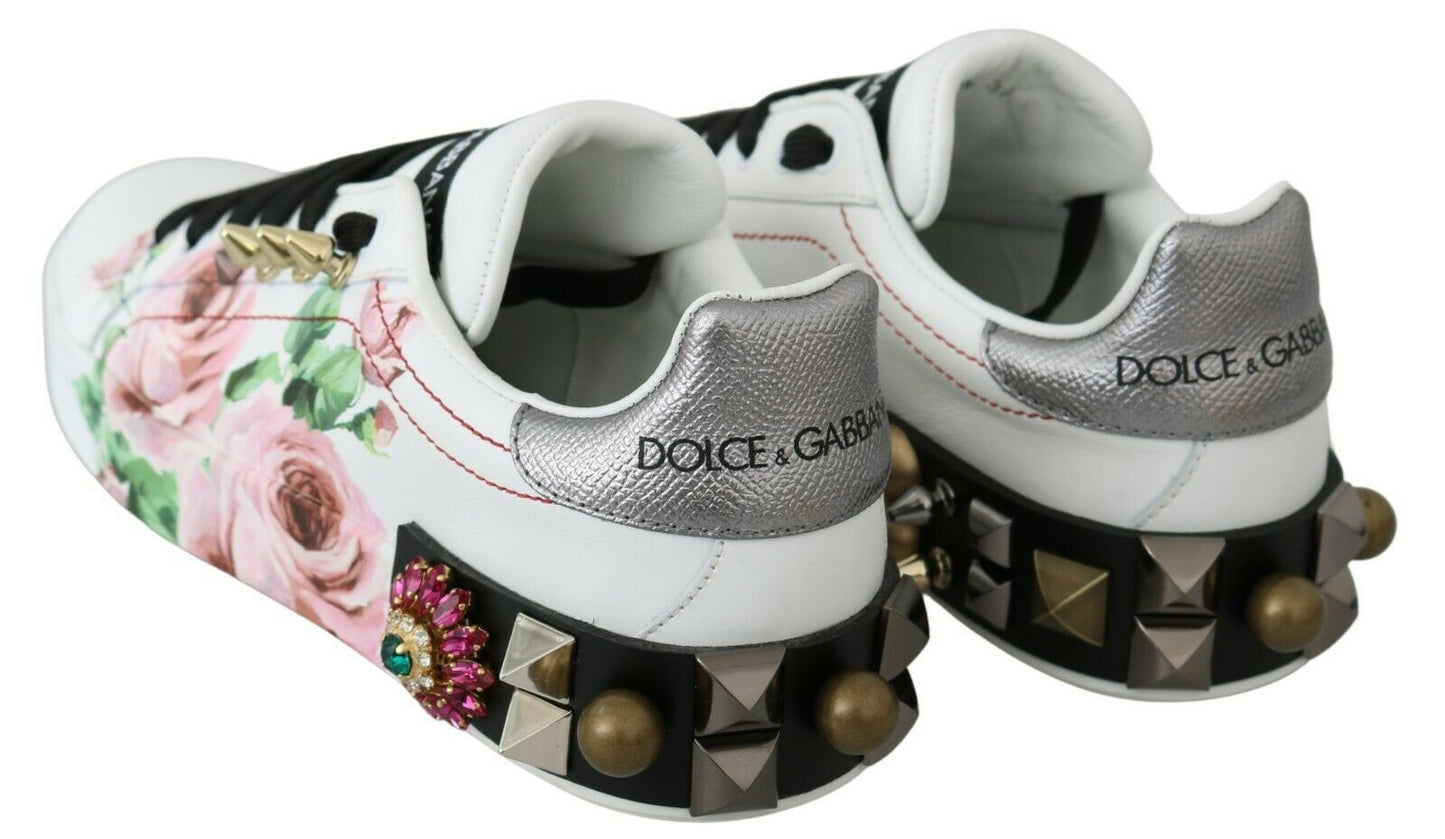 Zapatillas de piel con adornos florales de cristal