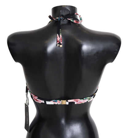 Top de bikini con estampado de rosas chic para días de playa elegantes