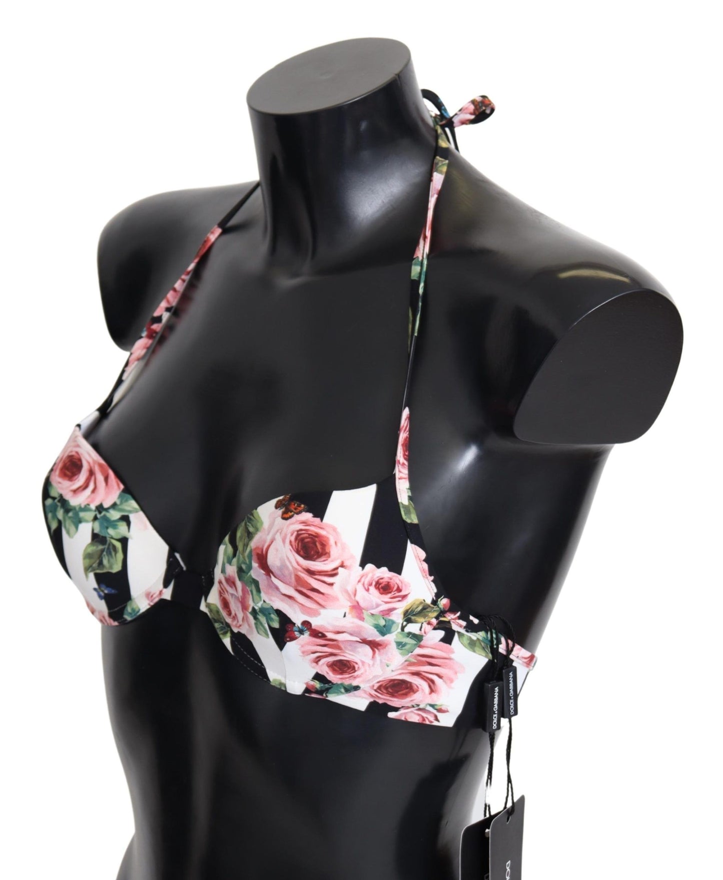 Top de bikini con estampado de rosas chic para días de playa elegantes