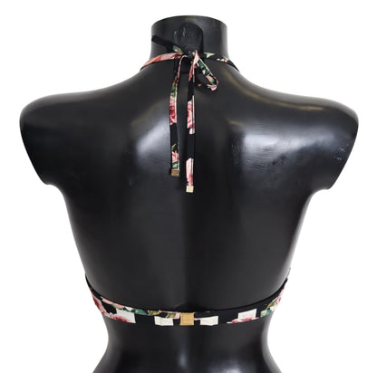 Elegante top de bikini con estampado de rosas