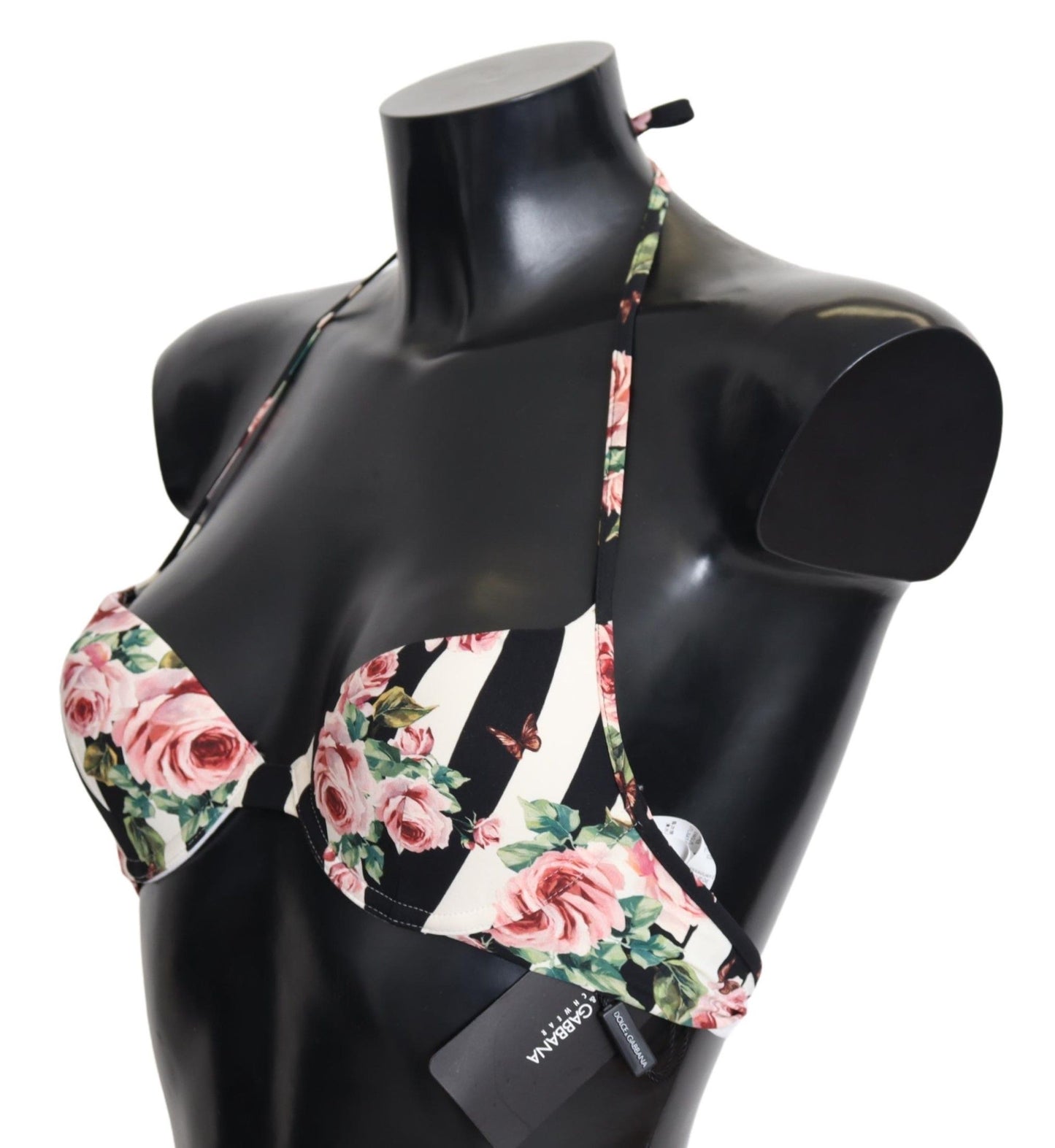 Elegante top de bikini con estampado de rosas